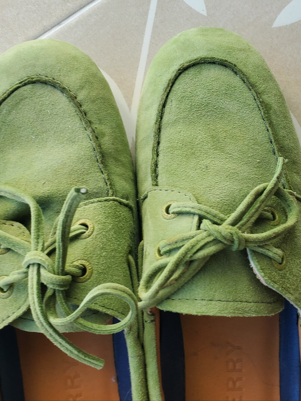 Sperry Slimboat Woman's Olive Green Suede Boat Shoes-size 8.5